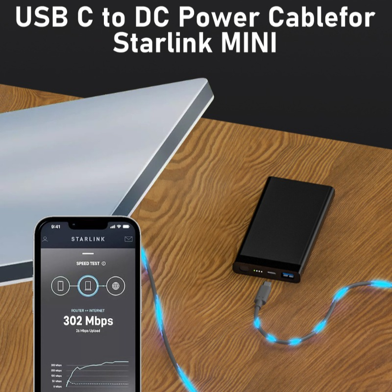 Cabo de alimentação usb-c para carregamento rápido dc/dc para carregamento rápido do starlink mini, 20v prova d'água, para uso externo 2/3/5/10m cabo de alimentação para starlink mini.