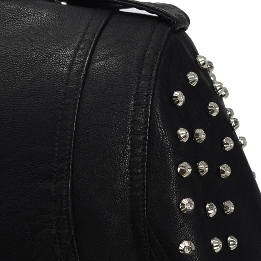 Soft PU Faux Leather rivet Jackets Women slim fit Motorcyle Biker Black Lady coats