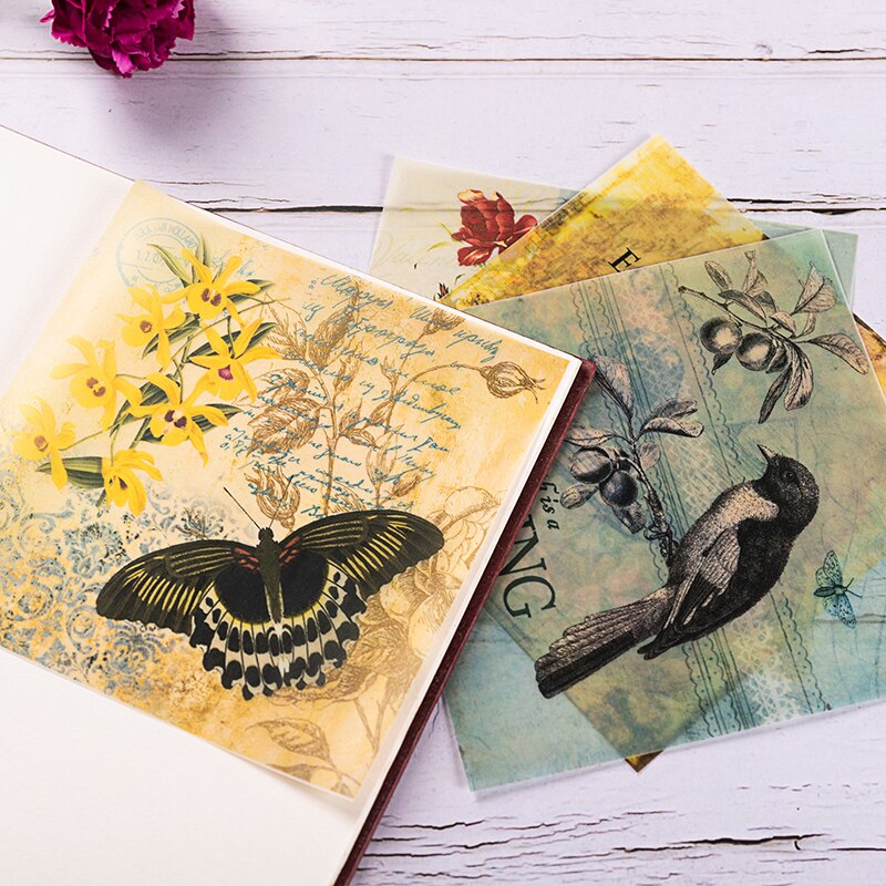 8 teile/satz Jahrgang Vogel Englisch Buchstaben Pergament Papier Pack für Scrapbooking Glücklich Planer Karte, Der Müll Tagebuch Projekt