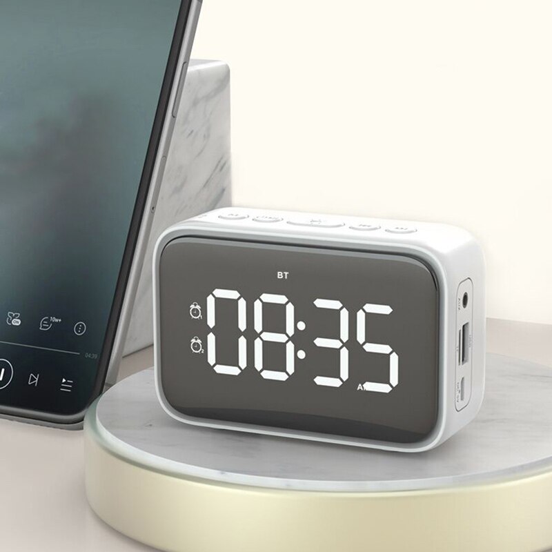 Digital Alarm Clock Radio with FM Radio, Bluetooth Speakers with Headphone Jack, Dual Alarms, 5 Level Brightness Dimmer, Adjusta