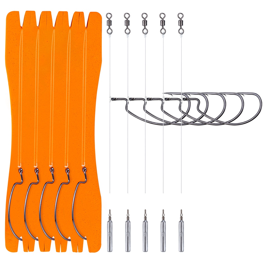5 uds aparejo de tiro caído con anzuelo compensado 1/0 3/0 anzuelo de pesca plomo/peso Kit de aparejo de sedal de pesca con cuentas