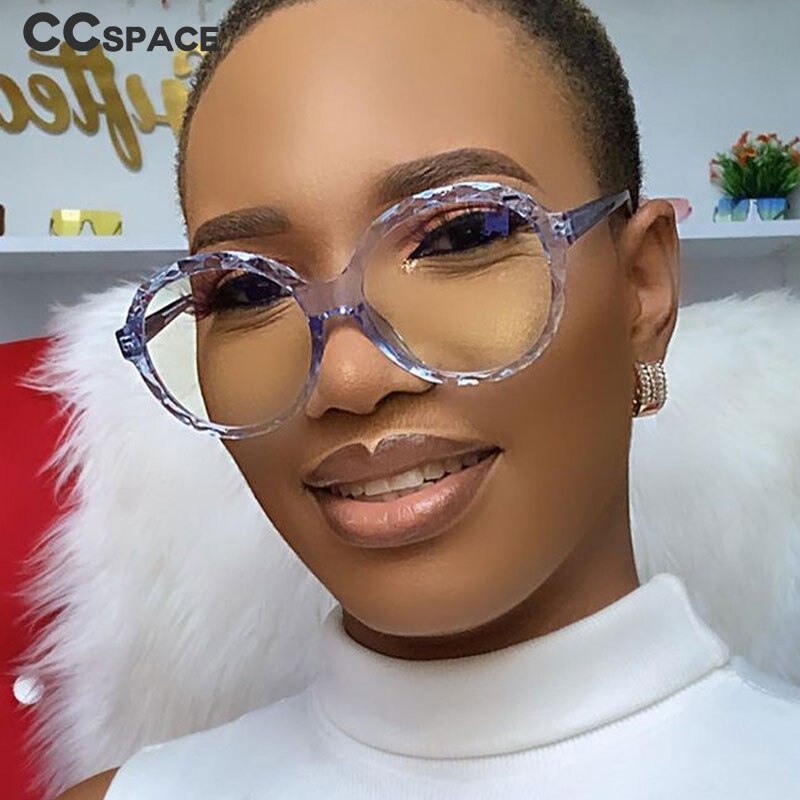 Lunettes en plastique titane pour femmes, monture ronde en cristal, coupe optique, à la , pour ordinateur, 47341