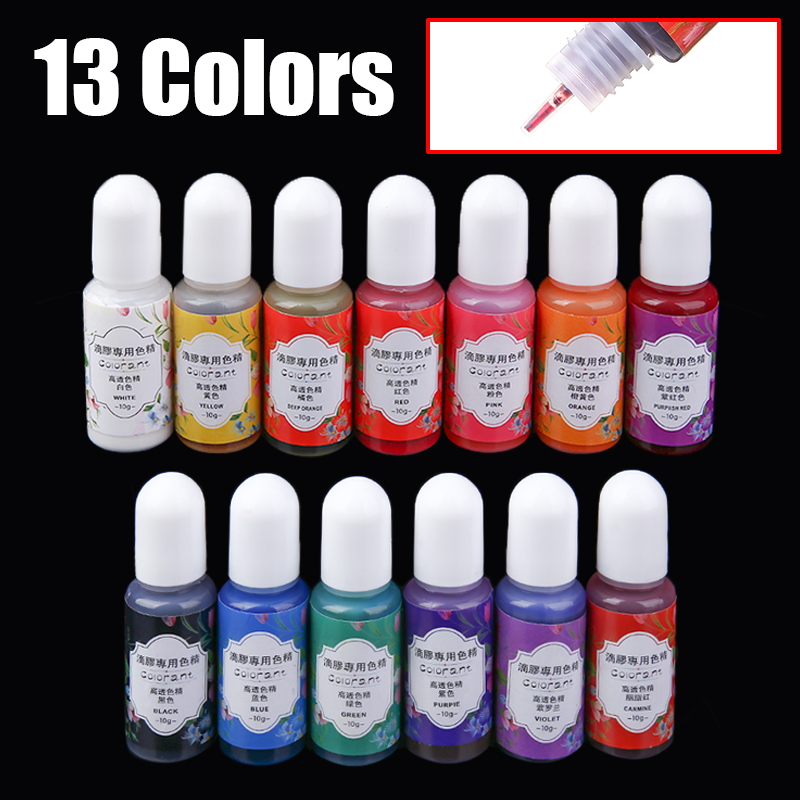 13 farver epoxy uv harpiks farvestof farvestof flydende epoxy pigment harpiks farvestof 10 gram gennemsigtig smykker pigment