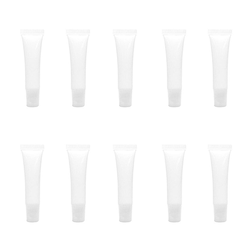 10Pcs 10ml Lip Gloss Balm Lotion Container Tube Refillable Squeeze Transparent Makeup Container Empty Cosmetics Travel Bottle