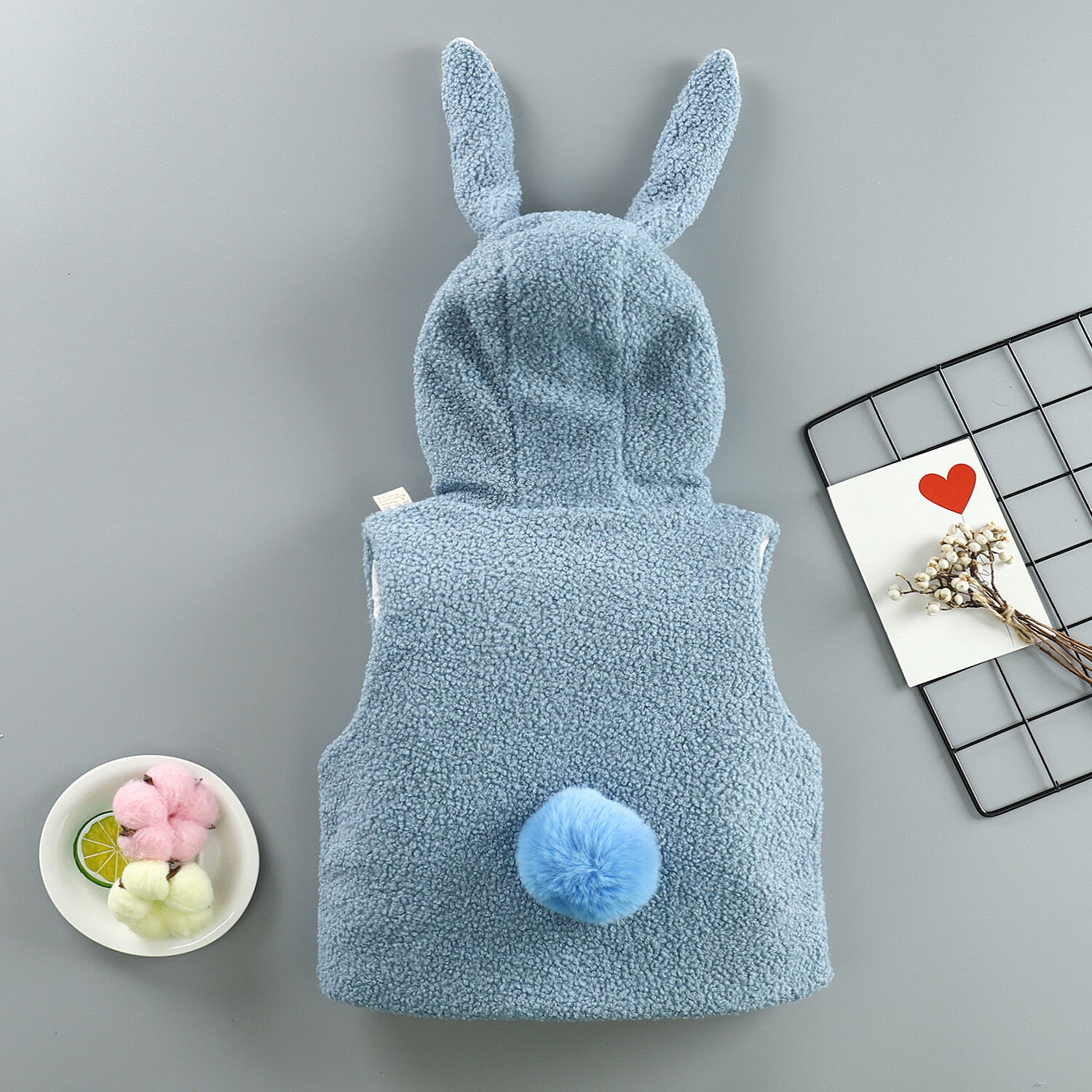 Baby girls vest for autumn and winter children's vest outer wear thick quilted vest girls warm waistcoat Cartoon bunny