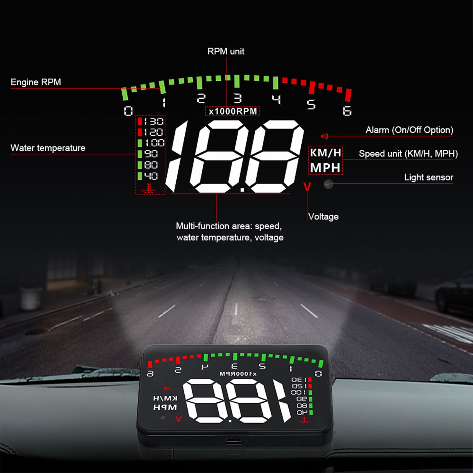 A900 HUD – affichage tête haute, universel, HD, pour voiture
