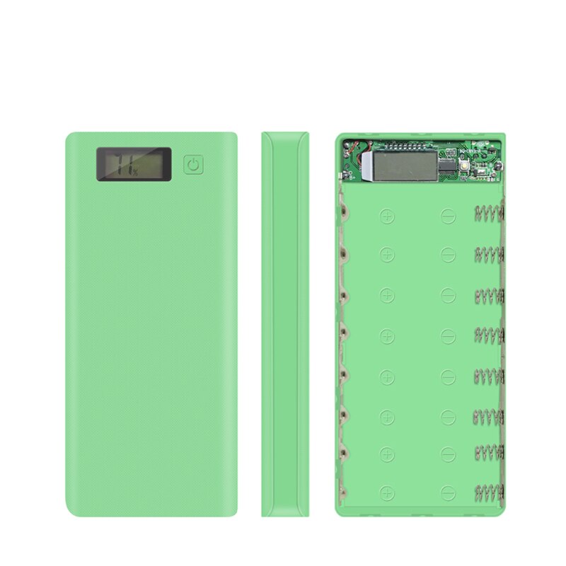 8x18650 Flashlight Battery Charger Box Power Bank Holder DIY Shell Case Dual USB 18650 Battery Shell Storage Organize: Green