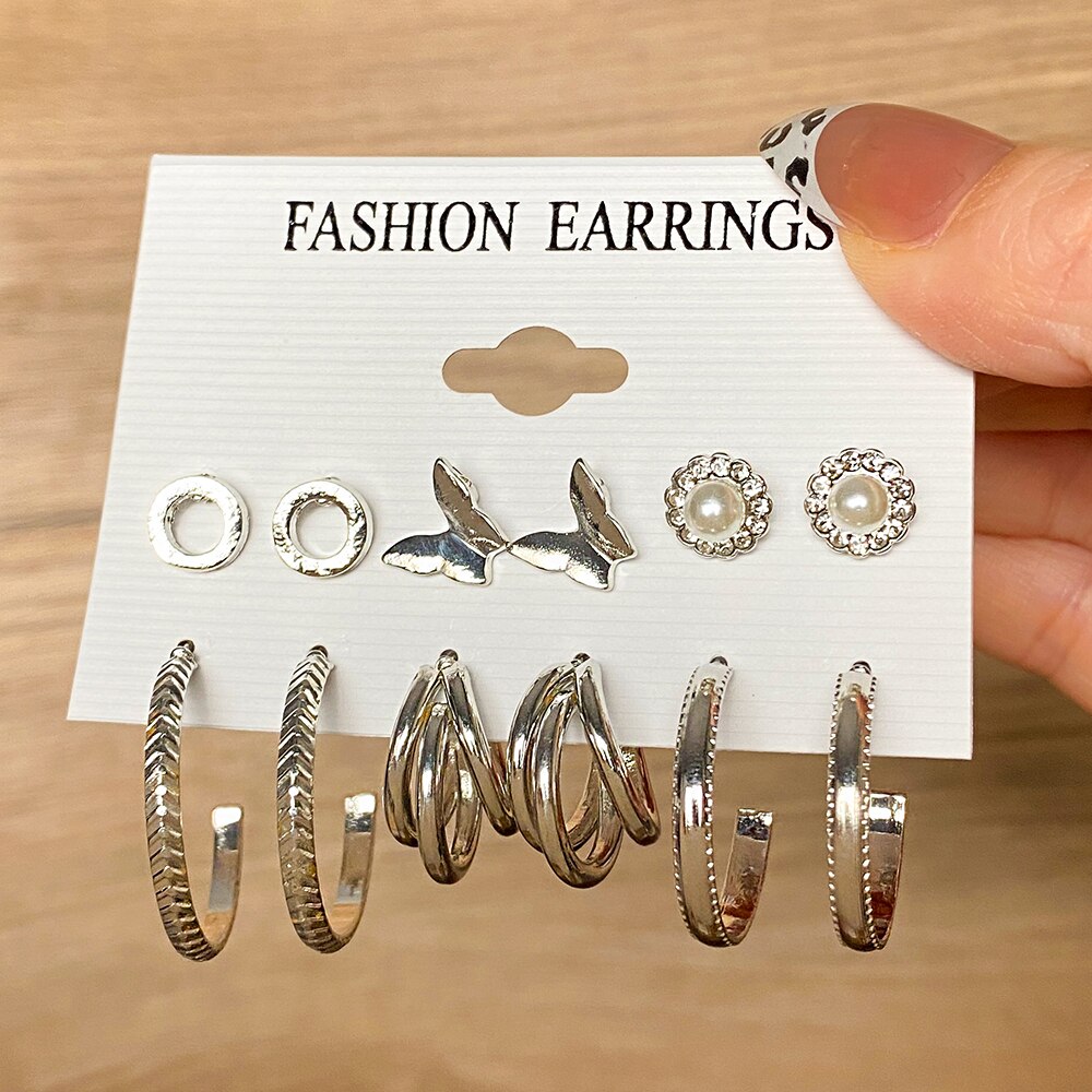 IFMIA Trendy srebrne kolorowe motyle Hoop zestaw kolczyków dla kobiet dziewczynki geometryczny nieregularny Metal żywica akrylowe kolczyki biżuteria: IF30313808