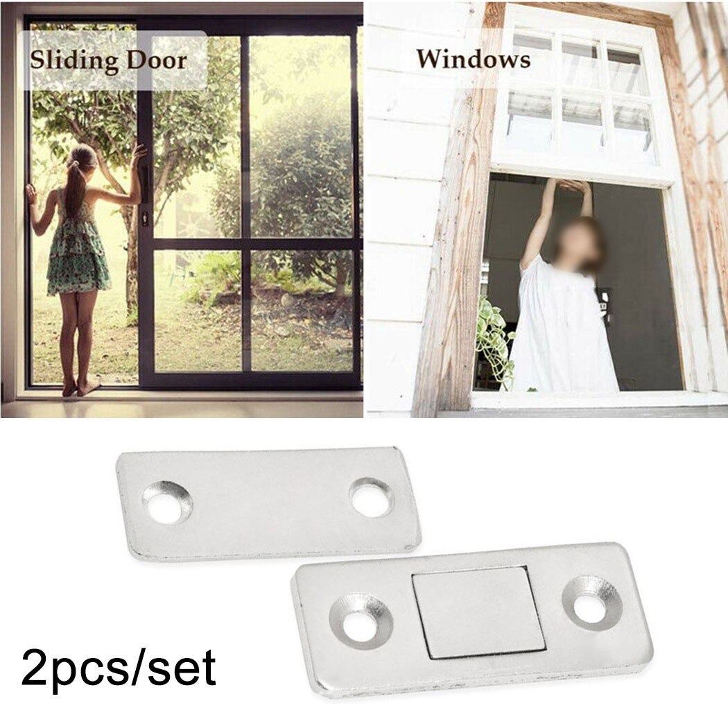 Ultra Thin Strong Magnets Door Cabinet Cupboard Magnetic Catch Latch Slim 2 X Magnetic Catches 2 X Metal Plates 8 X Screws Set