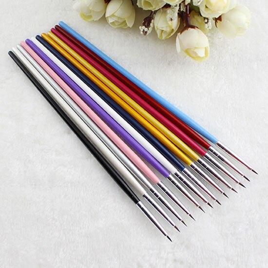 Populær 12 stk nail art penn blyant pensel maling prikker akryl verktøy pensel sminke børster nailart penn pensel maquillaje