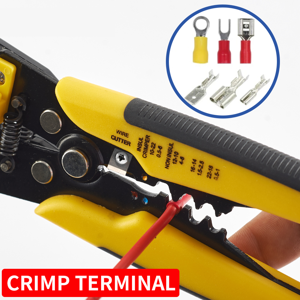 Crimpadora de cables automática ajustable, pelacables multifuncional, alicates de prensado, Terminal, herramienta de mano