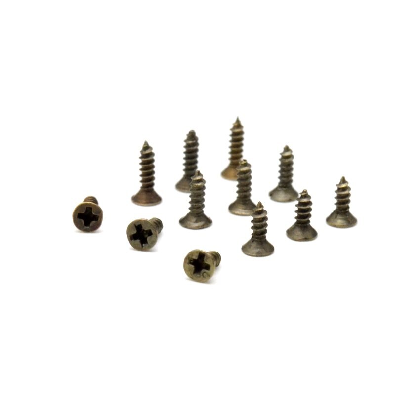 100PCs 2*6mm 2*7mm 2*8mm Flat head screw Carpenter's small screw Furniture wooden box hardware accessories: bronze / 2x8mm