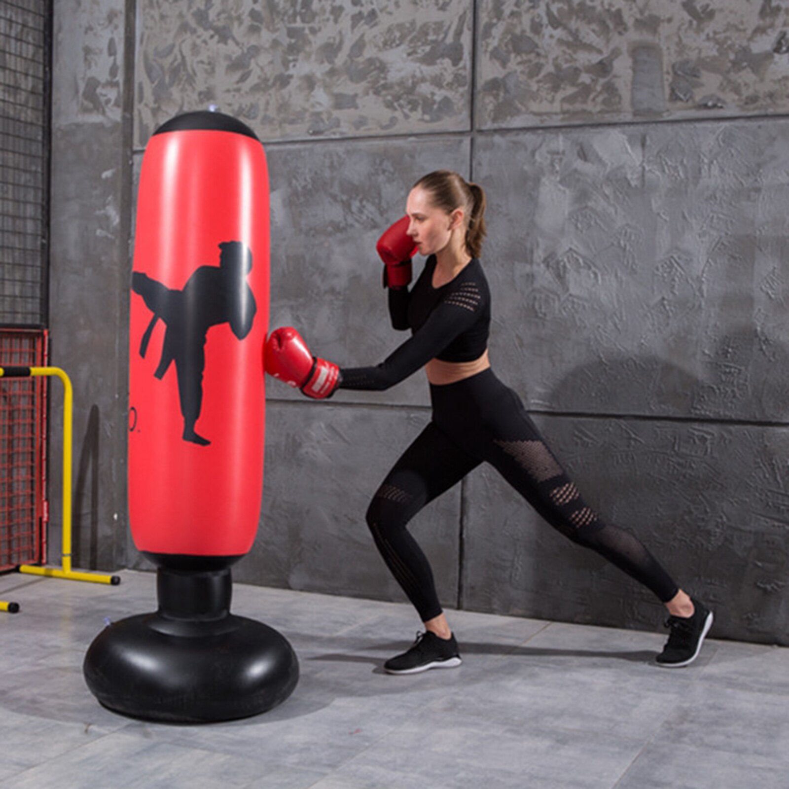 Inflatable Punching Bag Boxing Practice Punch Bag Training Sand Bag: Red