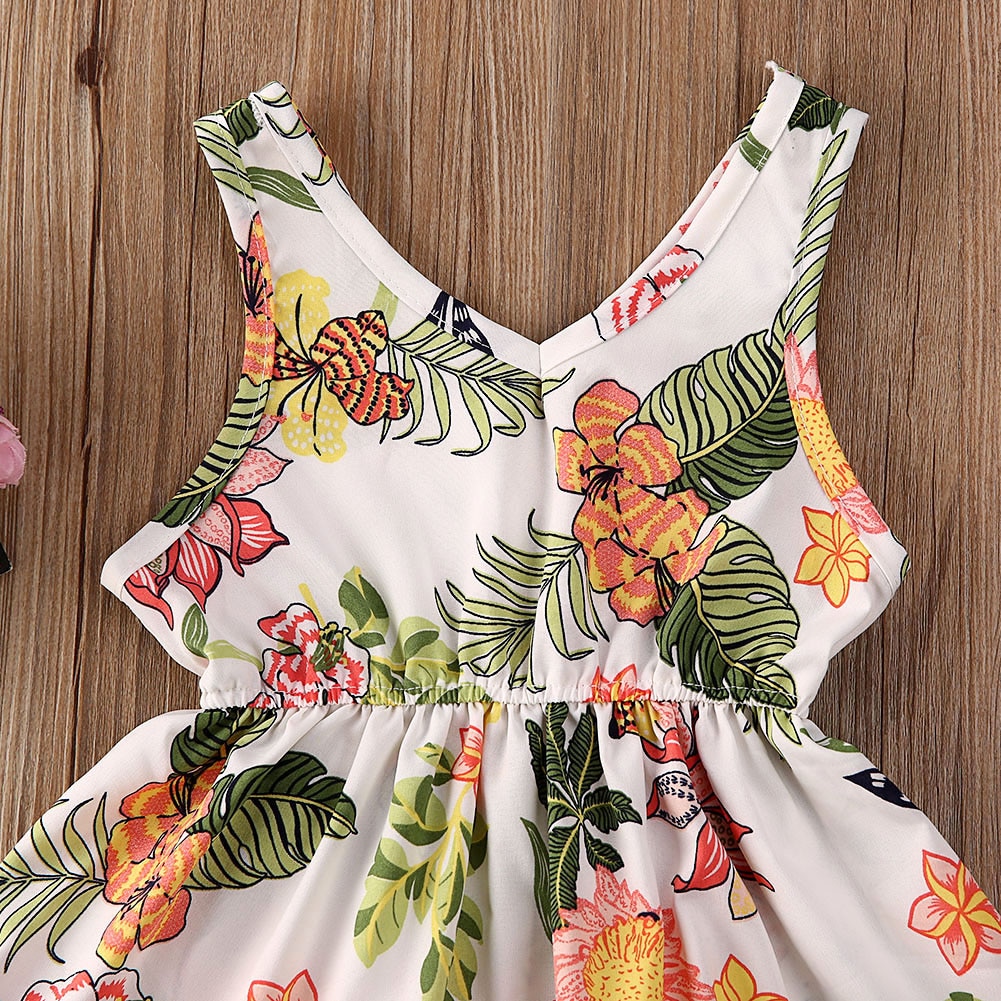 Girl Dress Summer Toddler Baby Girl Flower Print Dress Sleeveless Mini Tutu Dress Pageant Party Dresses