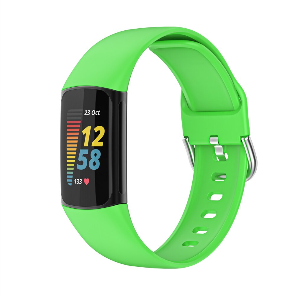 Essidi Siliconen Band Voor Fitbit Lading 5 Zachte Sport Polsband Correa Voor Fitbit Lading 5 Horloge Loop Vervanging: green