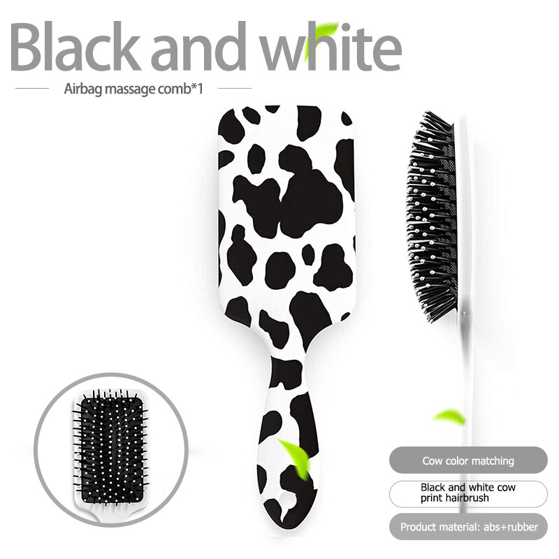 Cow Print Anti-static Hair Brushes Rubber Airbag Massage Comb Hair Accessories Hair Styling Wet/Fluffy/Curly Hair Combs#38