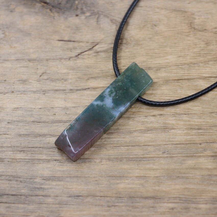 Collier de pendentifs en pierre brute Reiki pour femmes, bijoux naturels Gmes, quartz Rose, Citrines, œil de tigre, Agates, QC3013: Moss Agate