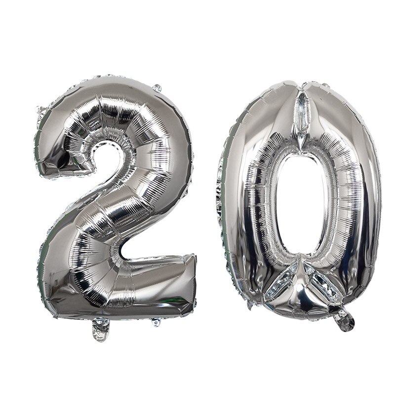 2pcs 32 Or 40 inch Happy 20 Birthday Foil Balloons pink gold number 25th Years Old Party Decorations Man Boy Girl Supplies: Silver / 40inch