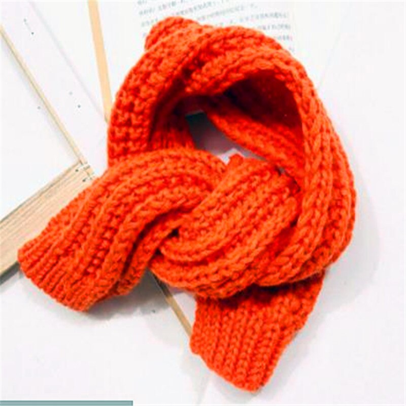 De kleine breien sjaal kinderen pure kleur sjaal jongen mode centra baby candy kleur sjaal in de winter van HC022: HC022-orange / 2-4 Years