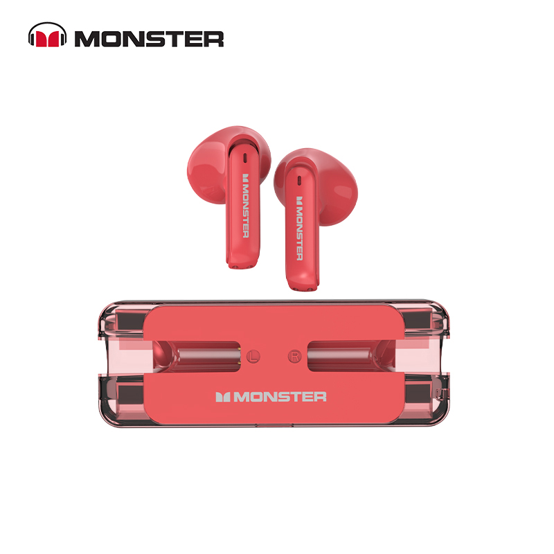 Monster XKT08 słuchawki Bluetooth 5.3 Ture bezprzewodowe słuchawki douszne słuchawki z redukcją szumów o niskim opóźnieniu sportowy zestaw słuchawkowy do gier z mikrofonem: Niebieski