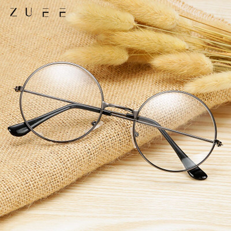 Gafas clásicas redondas, montura Simple, cristales planos, luz clásica, miopía, Gafas de Metal para mujer, montura de gafas de estilo intelectual literario