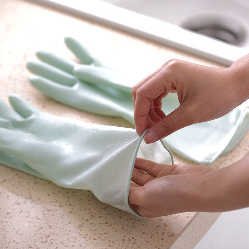 Guantes de goma para lavar platos para mujer, manoplas de goma para lavar verduras, limpieza de tareas domésticas, resistentes al agua, delgados, ropa