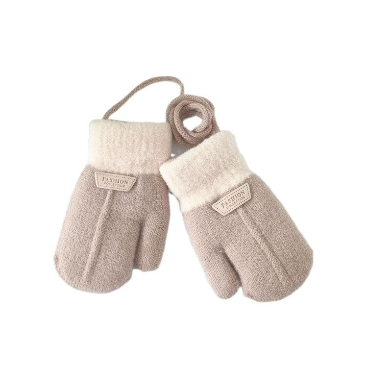Kinderen Cartoon Opknoping Hals Fluwelen Gewatteerde Meisjes Outdoor Koude Warme Winter Gebreide Handschoenen Kinderen Voor 2-5Y