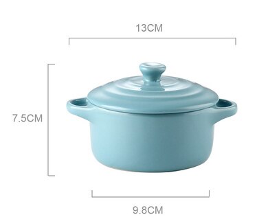 230ml Ceramic Porcelain Soup Bowls with Lid and Handle Cereal Bowls Serving Bowls for Soup Rice Noodle Salad Ramen: Blue