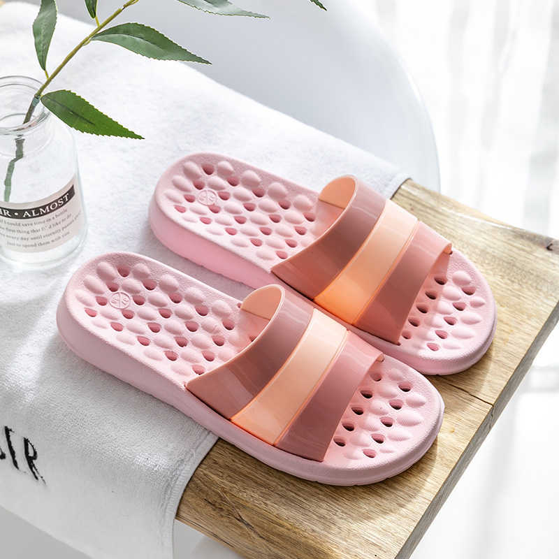 Zapatilla para baño antideslizante para hombre y mujer, zapatillas de verano resistentes al desgaste, cómodas, para interiores y baños: light pink / 39-40