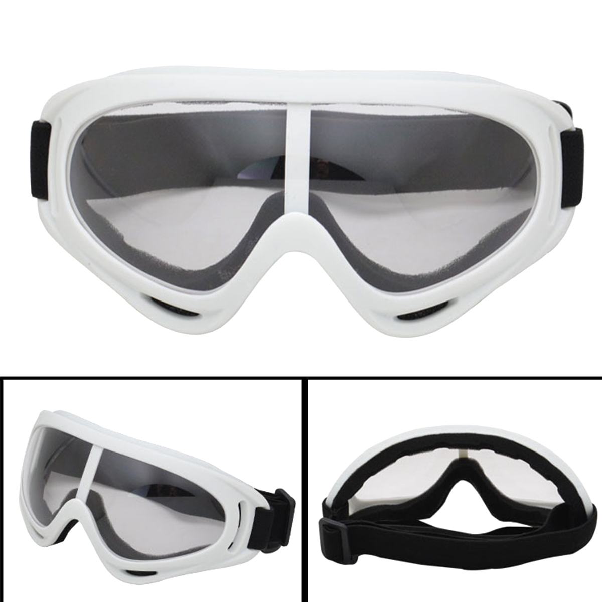 Unisex sikkerhedsbriller øjenbeskyttelse briller anti-dug skibriller vindtætte beskyttelsesbriller beskyttende anti dug briller: Hvid