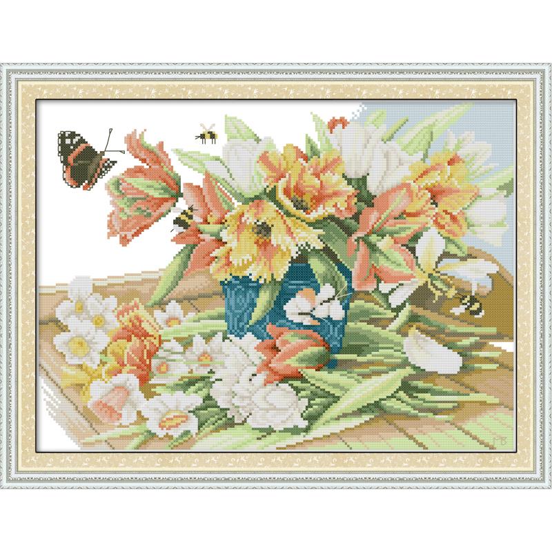 Ölgemälde Vase serie kreuz stich einstellen 11CT14CT stickerei Hand Bausatz DMC kreuz stich Bausatz DIY handgemachte stickerei handwerk