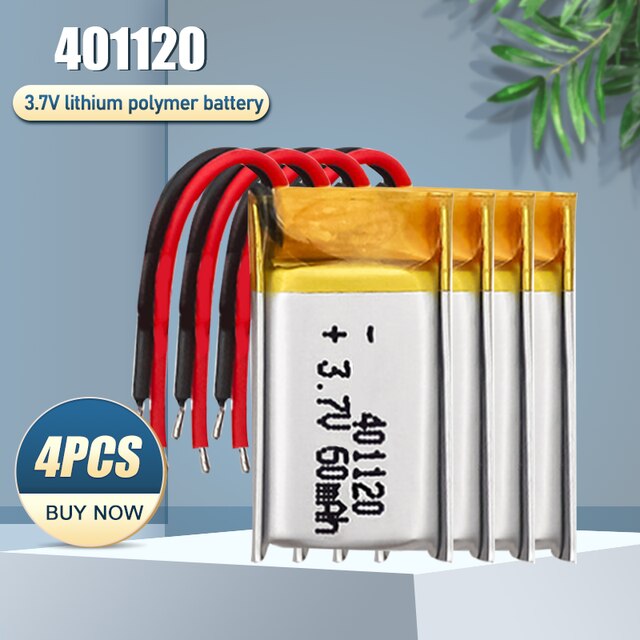 3.7V 60Mah 401120 Oplaadbare Lithium Polymeer Batterij Voor MP3 MP4 Gps Speelgoed Bluetooth Oortelefoon Selfie Stick Smart Horloge 401119: 4PCS