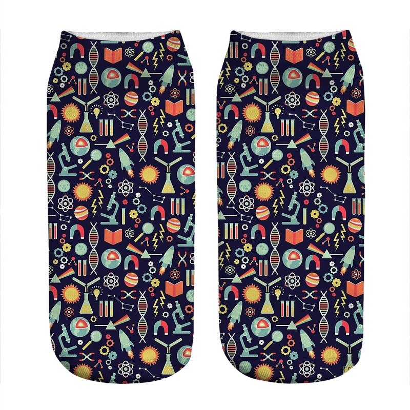 Chaussettes kawaii pour femmes, imprimé de chimie, incroyable, harajuku, drôle, nouveauté, mignonnes, pour filles,: DW01065