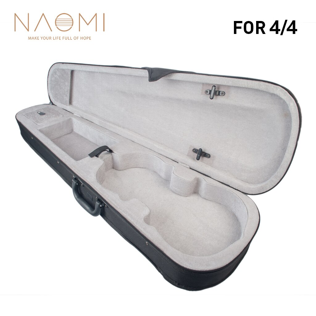 Naomi Professionele Canvas Viool Case Zilver Pluis Binnen 1/8 1/4 1/2 3/4 4/4 Draagbare Hard Case Bescherm De Viool: size 4 4