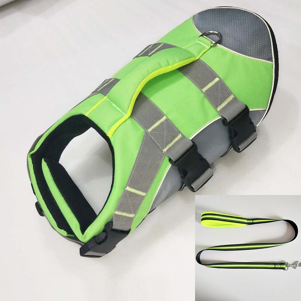 Pet Dog Life Jacket Safety Vest Surfing Swimming Clothes Summer Vacation Oxford Breathable Summer Bathing dog accessorie: Green / XL