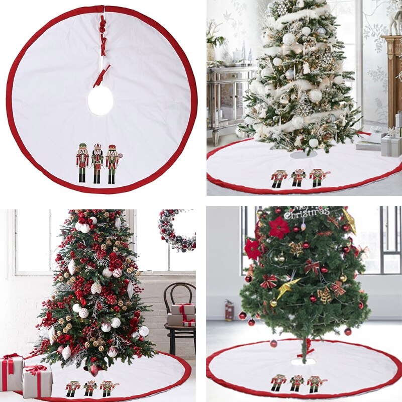48 pouces arbre de noël jupe toile de jute noyer soldat ornement tapis de sol couverture de noël nouvel an fête décoration