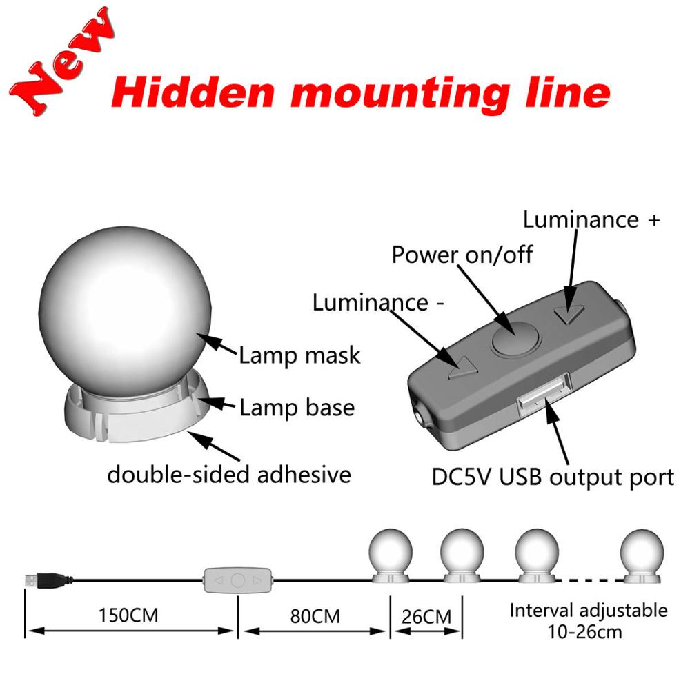 Lustro robić makijażu próżność żarówki doprowadziło zestaw Port ładowania usb kosmetyczne oświetlone żarówki na lustra robić makijażu regulowana jasność światła