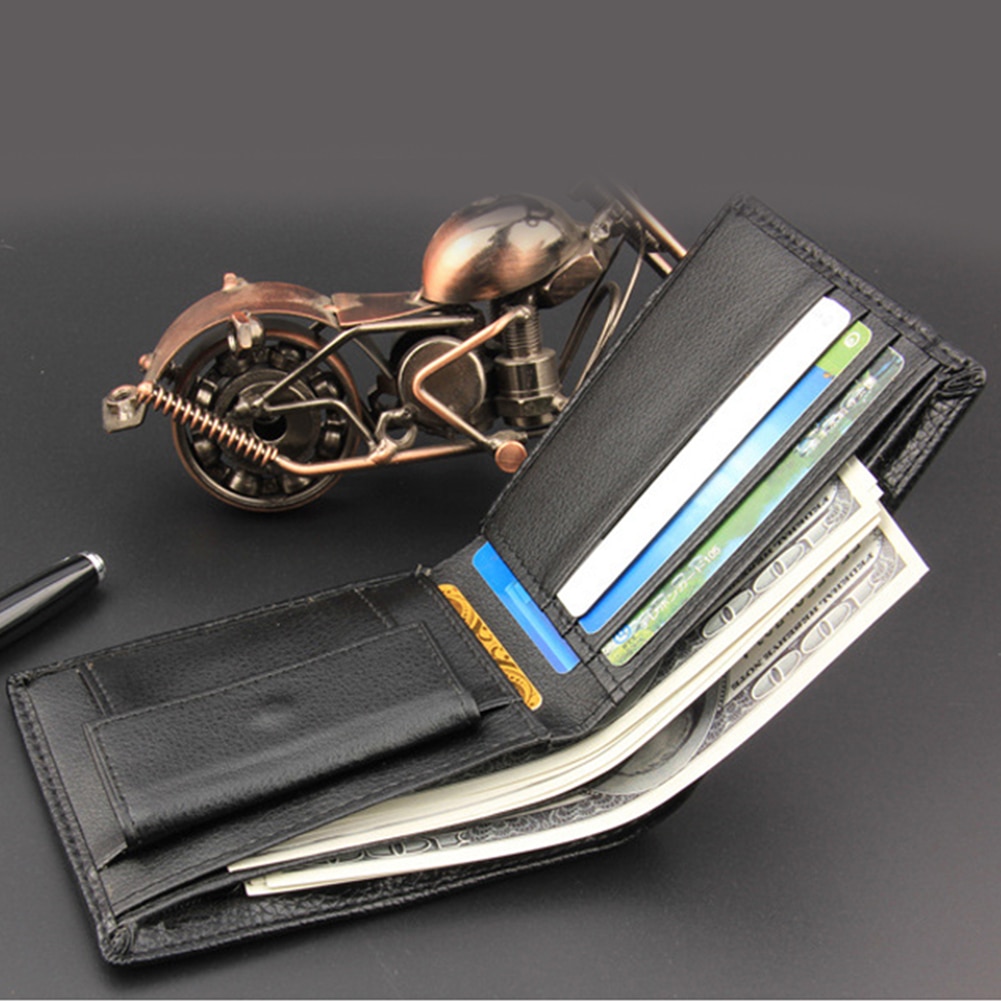 Lomme afslappet klassisk kortholder simpel pung mønt bifold bærbar slank mænds tegnebog praktisk pu læder