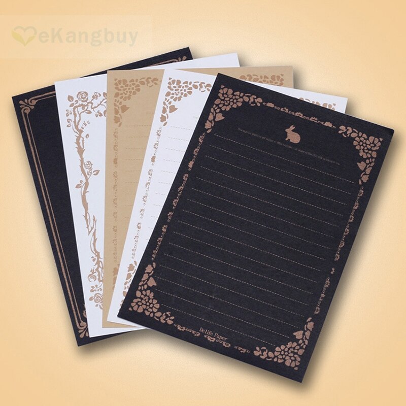 80sheets Vintage Letter Paper Black Kraft Writing Paper Letter Pad