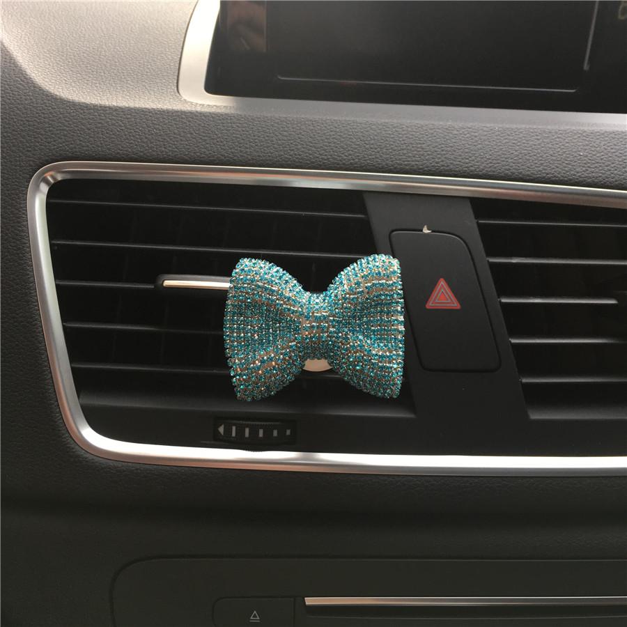 Fargerik sløyfe damer bil parfyme klips ornamenter utsøkt bil styling klimaanlegg parfyme sløyfe formet bil luftfrisker: B