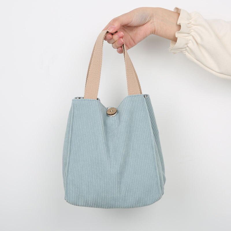 Hylhexyr-Bolso de pana de Color caramelo para mujer, con hebilla fiambrera, para trabajadores de la Oficina