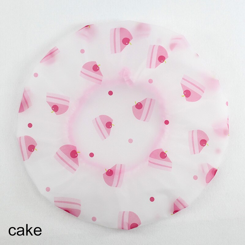 1 stk resuerbar brusebad hat tykkere badehætte vandtæt badeværelse tilbehør sødt mønster elastisk badehætte kvinder leverancer: Kage