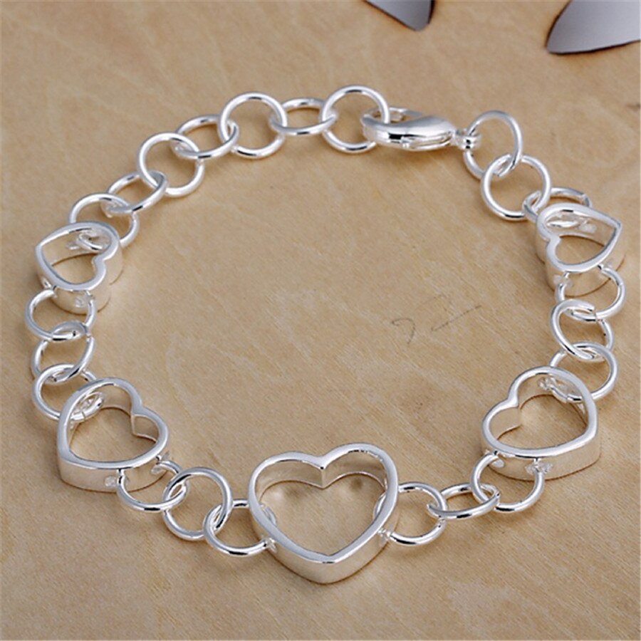Beautiful heart-shaped charm silver color bracelets listings high jewelry Christmas