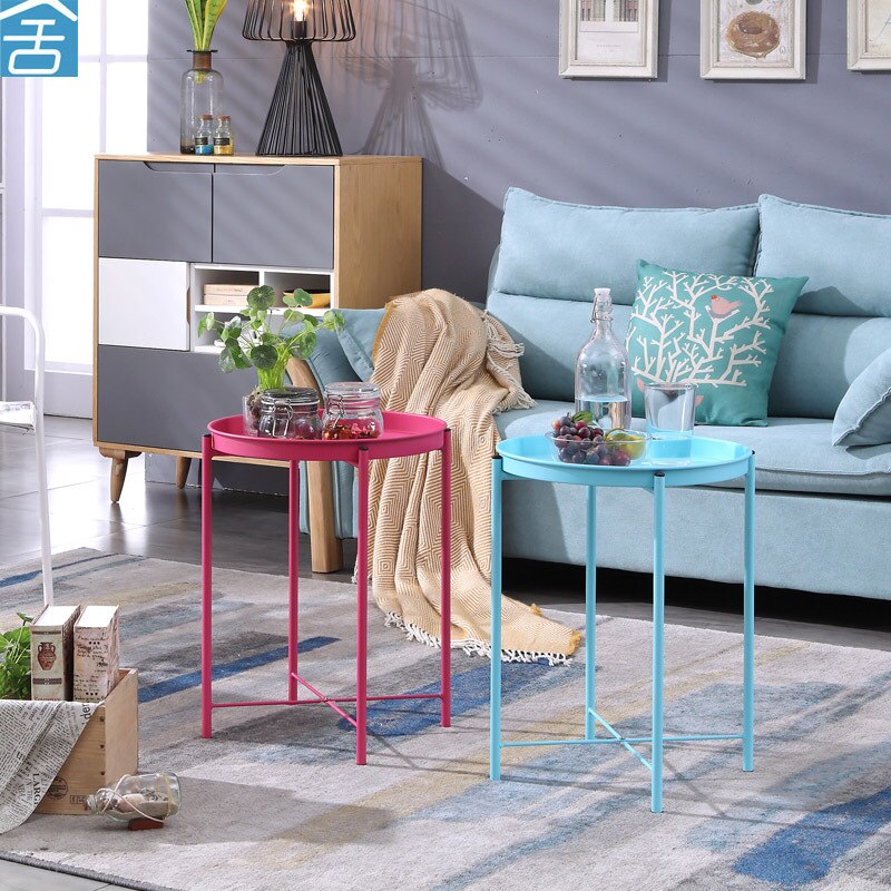 Nordic modern minimalist round mini small coffee table corner table simple bedside round small side table