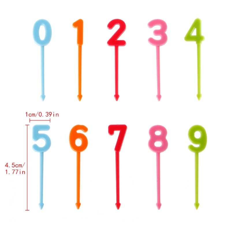 Mini Tenedor de fruta de granja de animales marinos para niños, palillo de dientes de dibujos animados, decoración de , 6/10 unids/paquete: Number