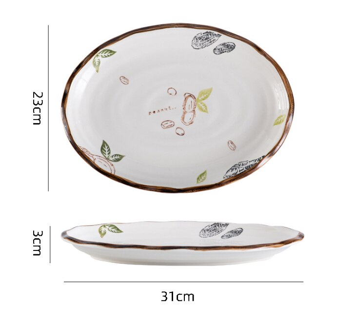 Knoedel Gerechten Thuis Keuken Vis Ovale Schotel Sushi Platen Diner Grote Keramische Barbecue Vlees Plaat Hotel Restaurant Plaat: 1