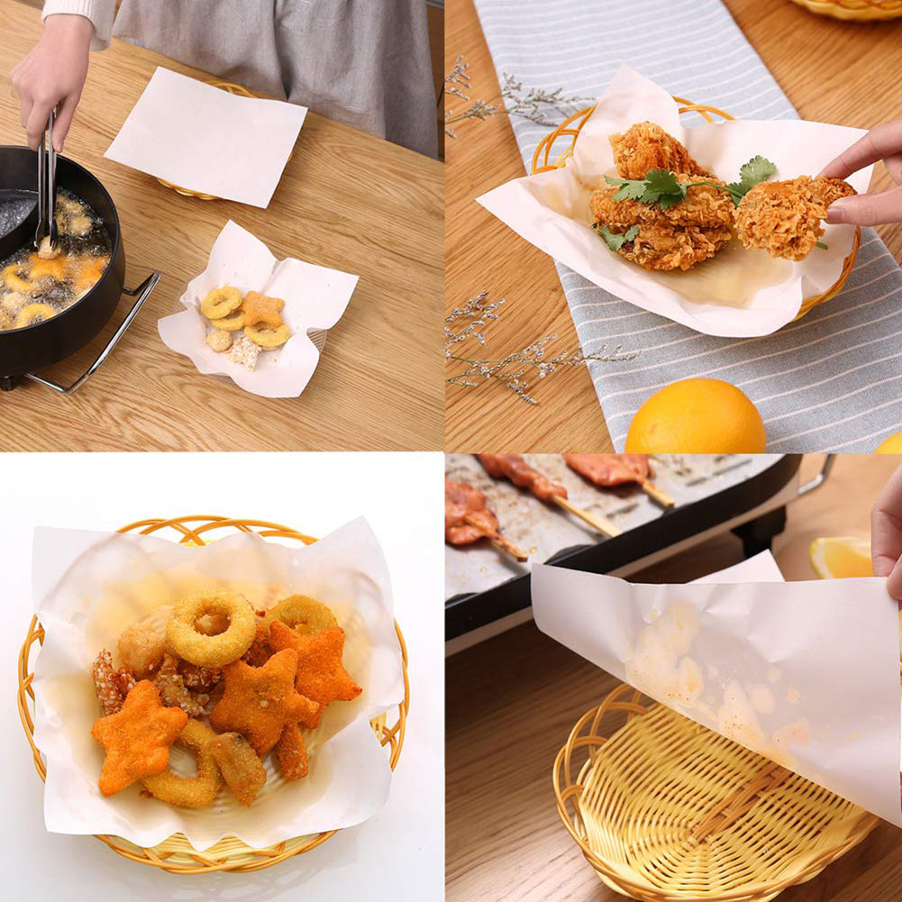 Tempura-papel absorbente de aceite para cocina, Hoja para escurrir alimentos fritos, a prueba de grasa, 50 hojas por bolsa