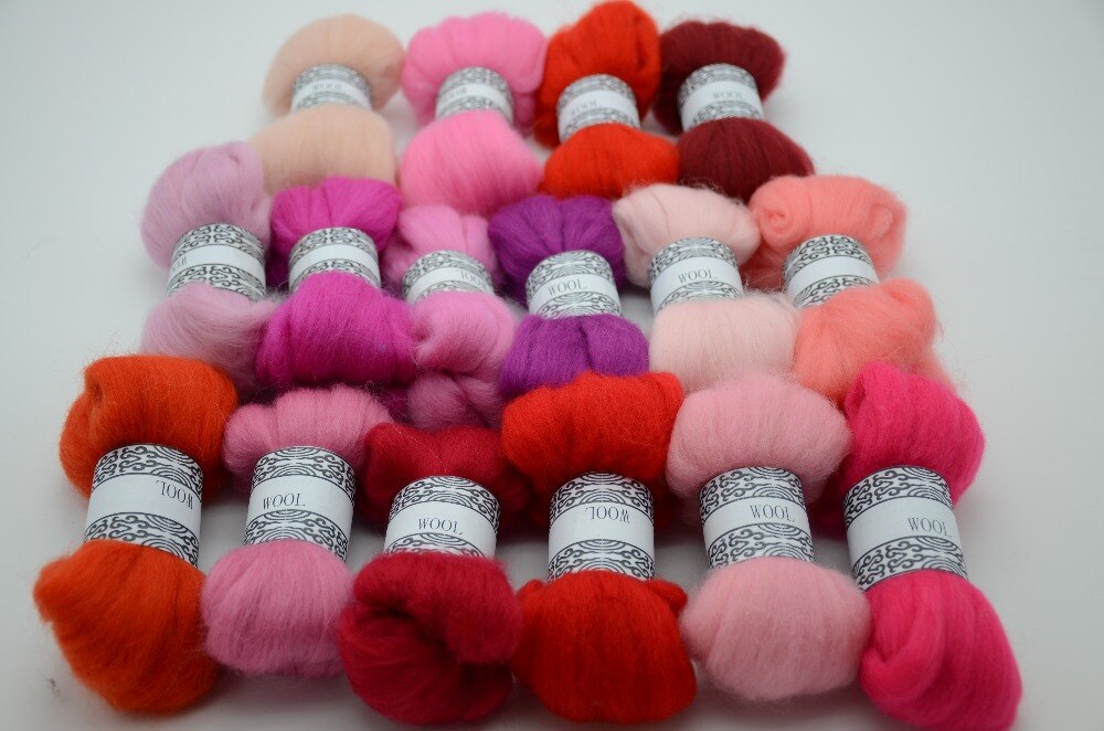 DIY Naaldvilten 66 s wolvilt porpret soft gevoel Wol Tops Zwervende Spin &quot;rood roze Grappig Honing kleur serie&quot; 5g/16 stks/partij
