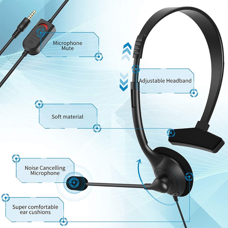 Telefoon Headset Met Microfoon Noise Cancelling &amp; Volumeregeling, Telefoon Headset Voor Kantoor, Clear Chat, Ultra Comfort