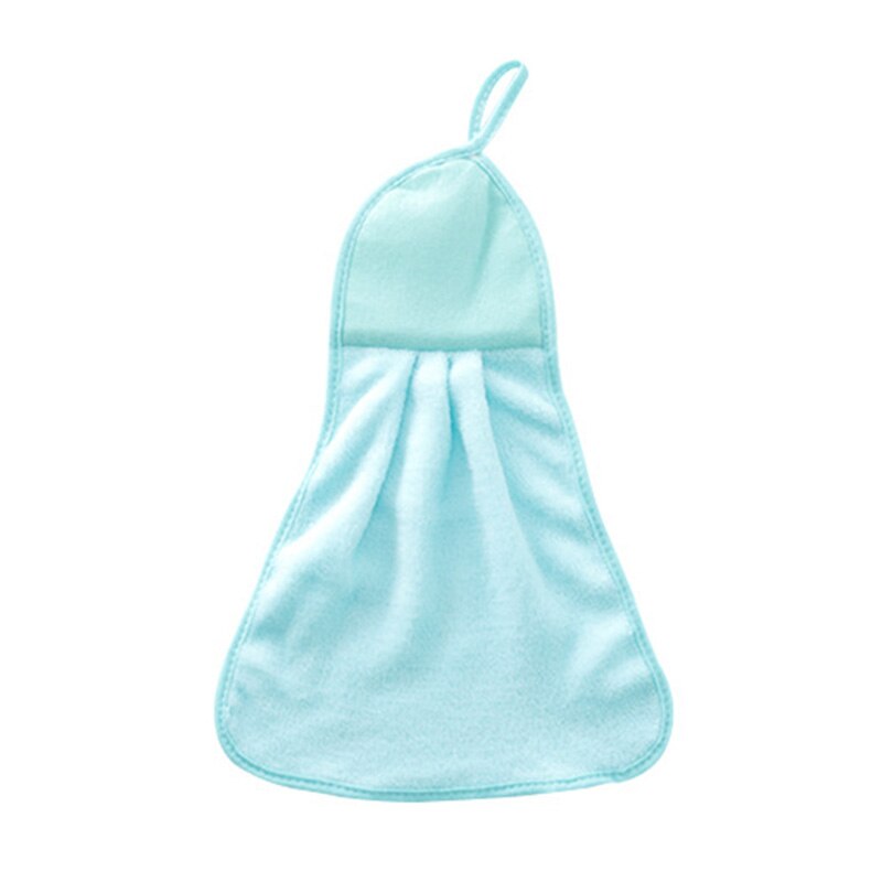 Nueva Toalla de mano de Color sólido, paños de cocina absorbentes de agua, toalla suave colgante, para manos Toalla de microfibra, suministros de cocina: Blue towel